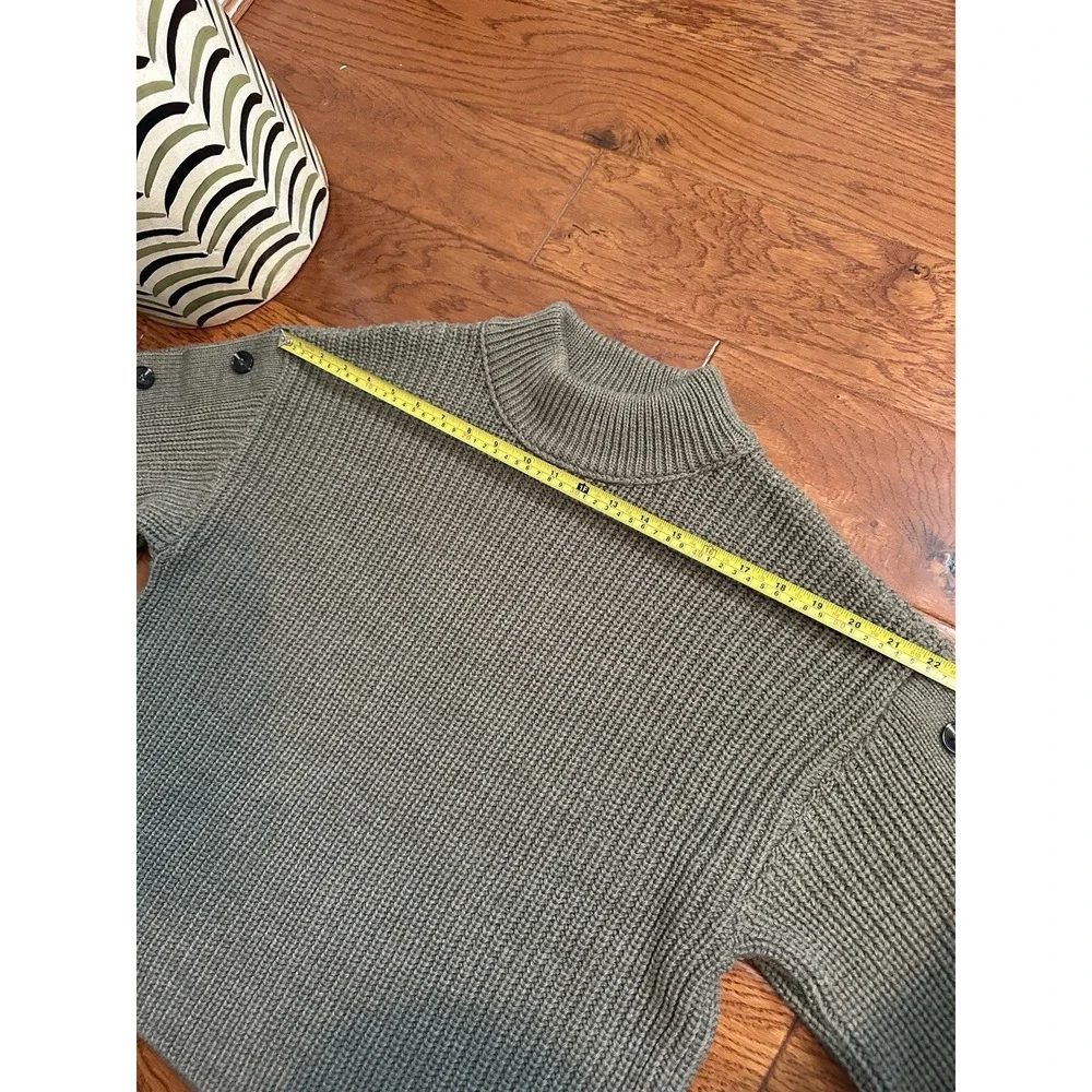MNG Buttons Detail Knit Sweater Olive Green Khaki SIZE L - Picture 10 of 16